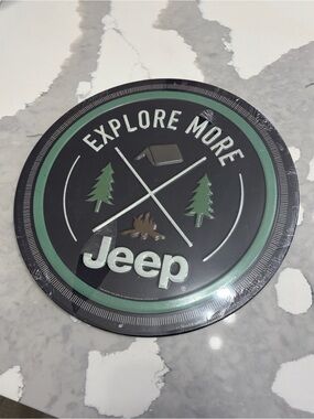 Open Road Brands Jeep 'Explore More' Round Die Cut Tin Wall Sign 12x12”